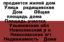 продается жилой дом › Улица ­ радищевская › Дом ­ 9 › Общая площадь дома ­ 100 › Площадь участка ­ 15 - Ульяновская обл., Новоспасский р-н, Новоспасское пгт Недвижимость » Дома, коттеджи, дачи продажа   . Ульяновская обл.